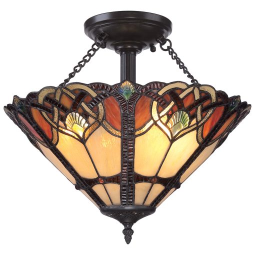 ELSTEAD-QZ-CAMBRIDGE-SF Többszínű Színű Tiffany Mennyezeti Lámpa 2XE27 100W IP20