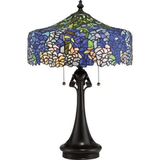 ELSTEAD-QZ-COBALT-TL Többszínű Színű Tiffany Asztali Lámpa 3XE27 60W IP20