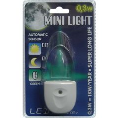   PREZENT-1612 MINI LIGHT éjszakai fény zöld színű fénnyel 03W/LED