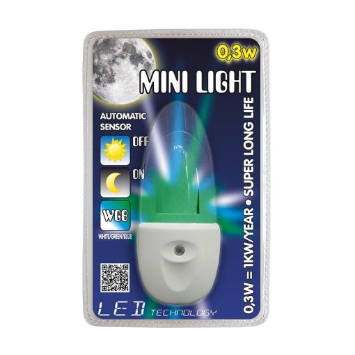 PREZENT-1613 MINI LIGHT éjszakai fény fehér/kék/zöld színű fénnyel 03W/LED 