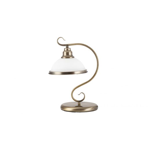 RABALUX-2752 Elisett bronz színű asztali lámpa fehér üveg búrával 1XE27 60W