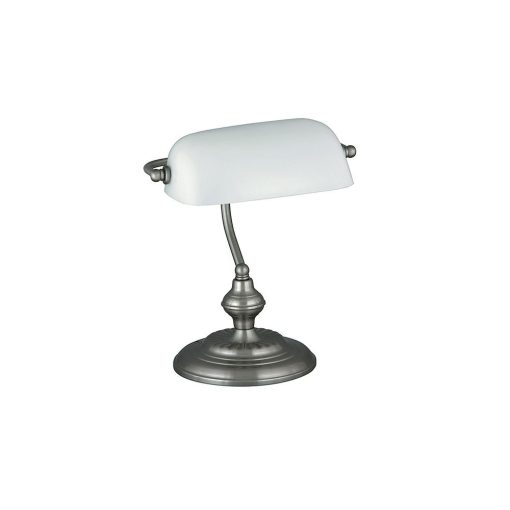 RABALUX-4037 Bank szatén króm színű bank lámpa fehér üveg búrával 1XE27 60w