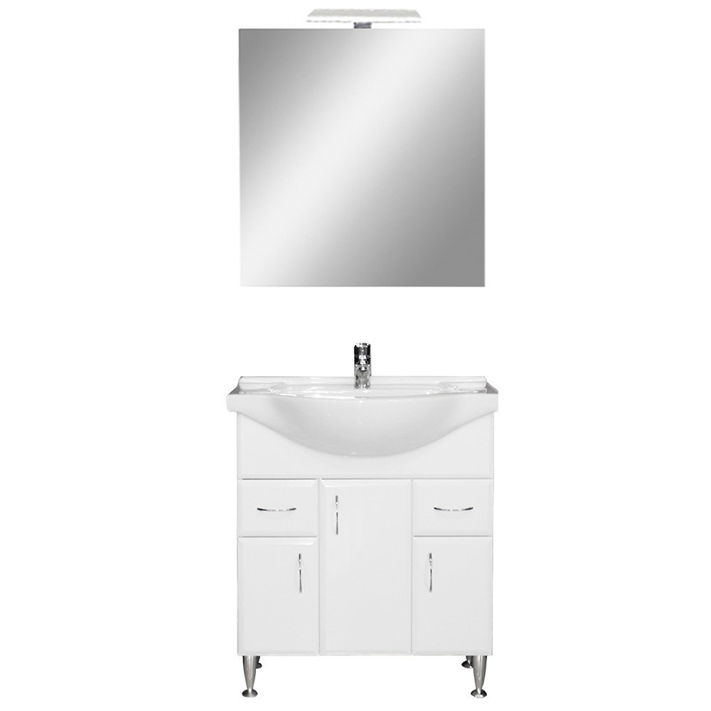 VERTEX Bianca Prime 75 komplett fürdőszobabútor, magasfényű fehér színben (Komplett fürdőszoba bútor)